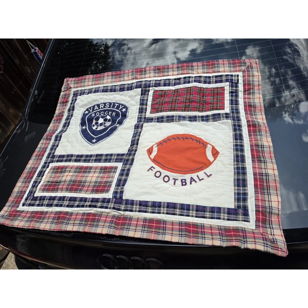 Vintage Home Collections Kids Varsity Sports Baseball Football Quilt Blanket